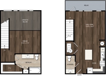 1 bed, 1.5 baths, 999 sqft, $1,731