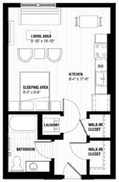 Studio, 1 bath, 481 sqft, $1,215