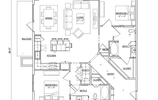 2 beds, 2 baths, 1,240 sqft, $2,399