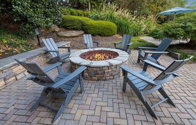 Fire pit with seating - Evergreen Lenox Park
