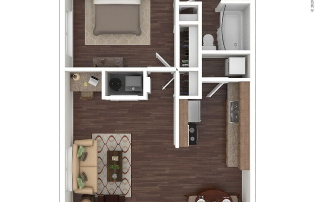 1 bed, 1 bath, 577 sqft, $744