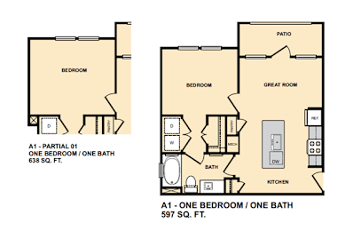 1 bed, 1 bath, 597 sqft, $1,017