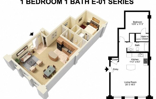 1 bed, 1 bath, 965 sqft, $1,516
