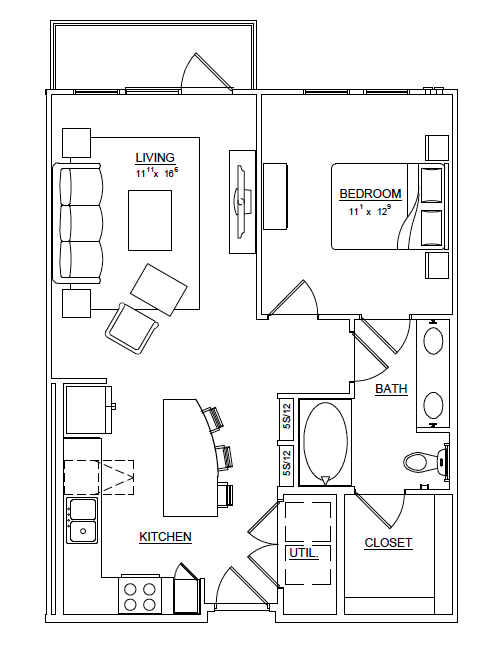 1 bed, 1 bath, 744 sqft, $1,754