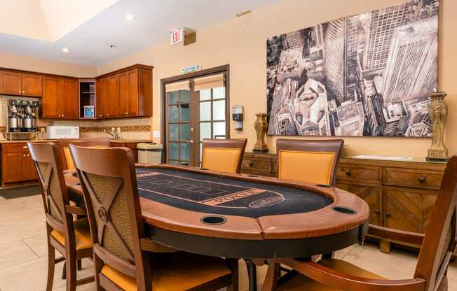 Poker Table in Community Clubhouse at 55+ FountainGlen Goldenwest, Westminster, CA