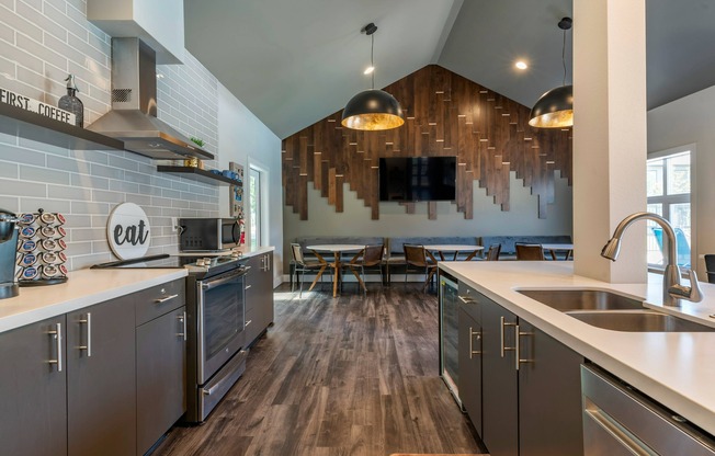 Modern Clubhouse Kitchen at Forest Hills in Eugene, Oregon