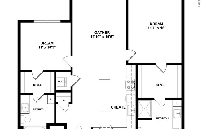 2 beds, 2 baths, 1,043 sqft, $2,849