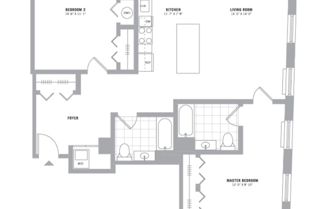 2 beds, 2 baths, 1,197 sqft, $3,195, Unit 210-501