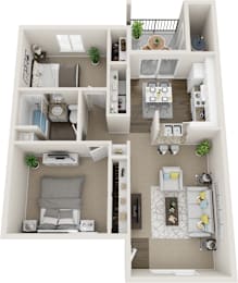 2 beds, 1 bath, 939 sqft, $1,141