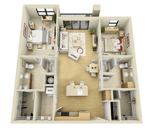 2 beds, 2 baths, 1,173 sqft, $1,630