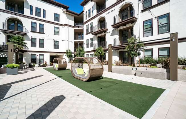 Spacious and Grassy Courtyard