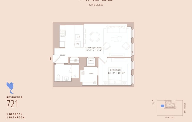1 bed, 1 bath, 677 sqft, $7,250