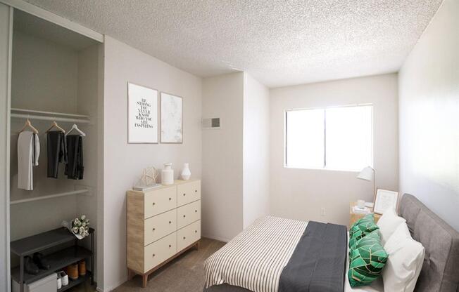 Comfortable Bedroom With Large Window at Creekside Villas Apartments, California, 92102