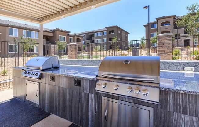 BBQ area at Level 25 at Durango by Picerne, Las Vegas, NV