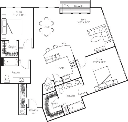 2 beds, 2 baths, 1,299 sqft, $3,648, Unit 314