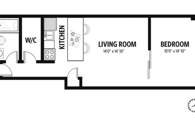 1 bed, 1 bath, 595 sqft, $6,500, Unit 2H