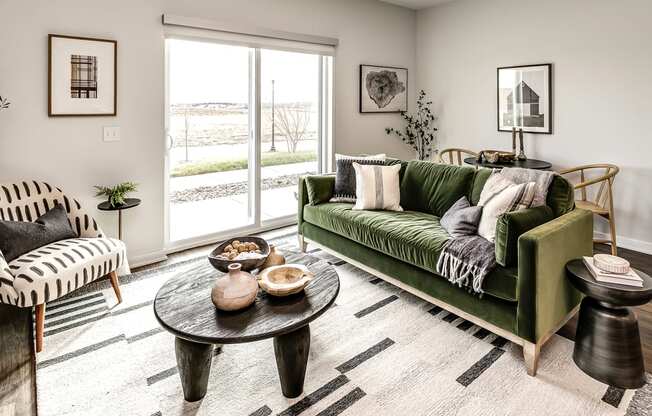 Studio, one two and three bedroom apartments and townhomes featuring open concept floor plans, dens, large windows, stainless steel appliances, quartz countertops, eat-in kitchens, pantries, LVT flooring and much more at The Trails at North Streams in Omaha, NE