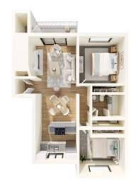 2 beds, 1 bath, 850 sqft, $2,100