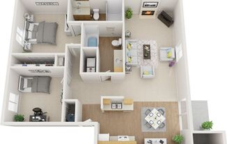 2 beds, 2 baths, 1,070 sqft, $1,445, Unit 10-204