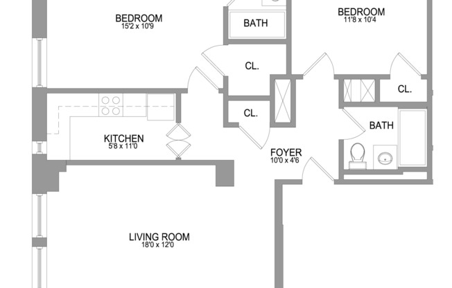 2 beds, 2 baths, 966 sqft, $5,400, Unit 502