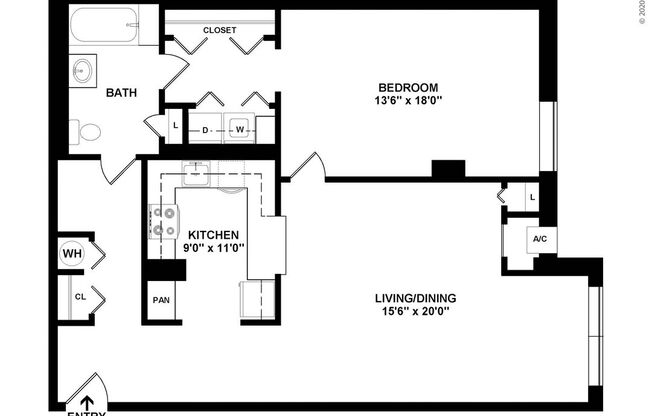 1 bed, 1 bath, 645 sqft, $2,526