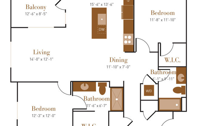 2 beds, 2 baths, 1,222 sqft, $2,095