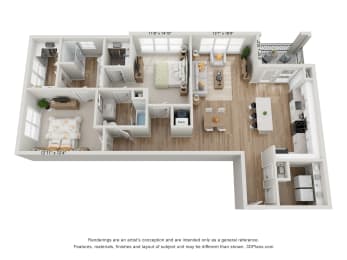 2 beds, 2 baths, 1,368 sqft, $3,486