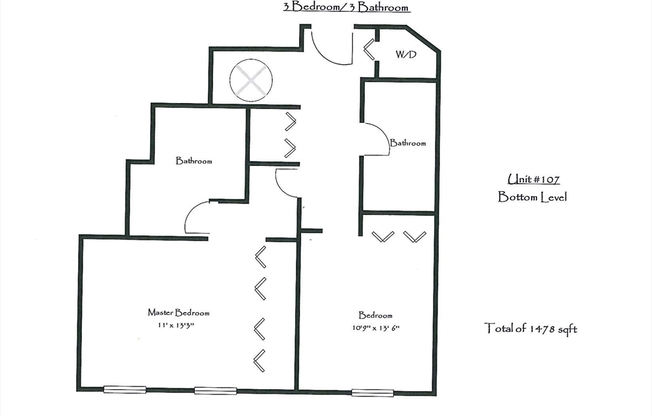 3 beds, 3 baths, 1,478 sqft, $3,950, Unit 107