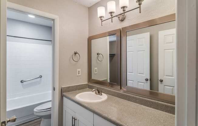 Bathroom vanity at Carrington Apartments in Hendersonville TN March 2021