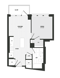 1 bed, 1 bath, 573 sqft, $1,743