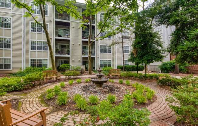 Landscaped courtyards at Beacon Place Apartments, Gaithersburg, MD