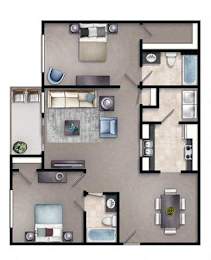 2 beds, 2 baths, 1,000 sqft, $1,875