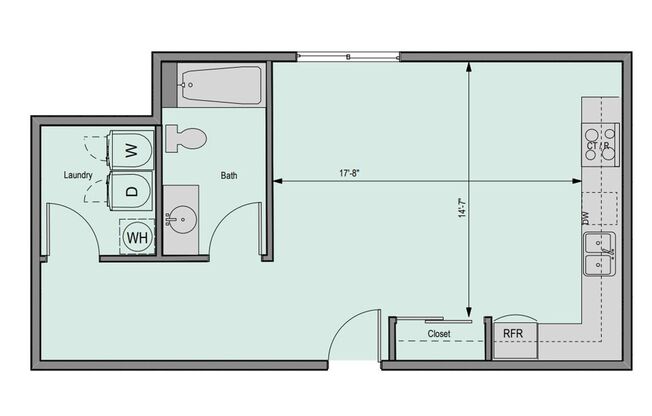 Studio, 1 bath, 340 sqft, $1,523, Unit 427