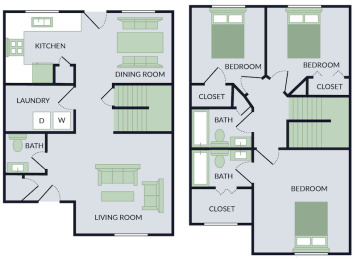 3 beds, 2.5 baths, 1,175 sqft, $1,284