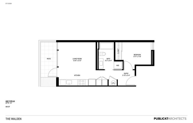 1 bed, 1 bath, 485 sqft, $1,750, Unit Unit 108