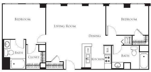 2 beds, 2 baths, 1,022 sqft, $2,825, Unit 515