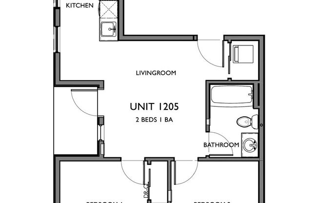 2 beds, 1 bath, 560 sqft, $1,549, Unit 1205