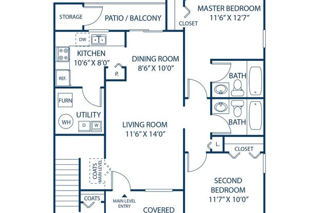 2 beds, 2 baths, 900 sqft, $1,499, Unit 1654