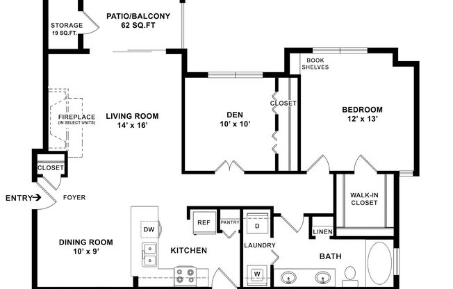 1 bed, 1 bath, 956 sqft, $1,910