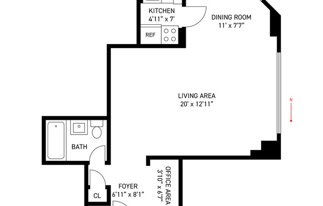Studio, 1 bath, $4,750, Unit 6A