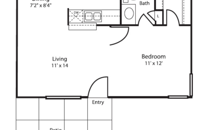 1 bed, 1 bath, 550 sqft, $829