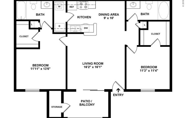 2 beds, 2 baths, 1,075 sqft, $1,499