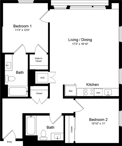 2 beds, 2 baths, 1,049 sqft, $4,773, Unit 221