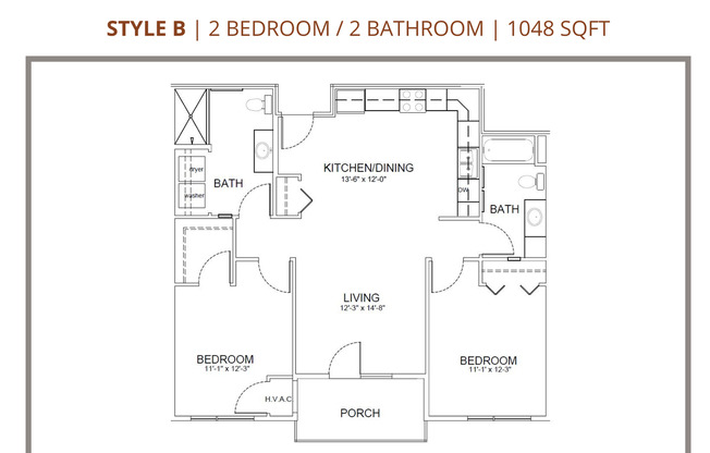 2 beds, 2 baths, 1,048 sqft, $1,360, Unit 405