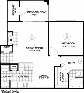 1 bed, 1 bath, 692 sqft, $1,493