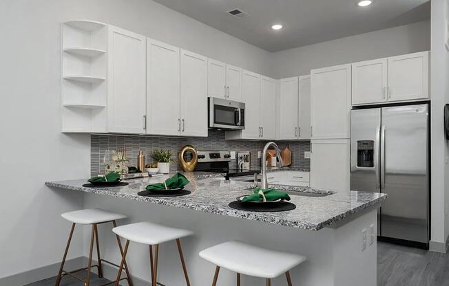 Breakfast Bar with Granite Countertops