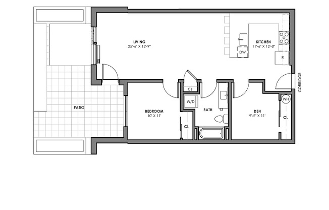 1 bed, 1 bath, 548 sqft, $2,150, Unit 107