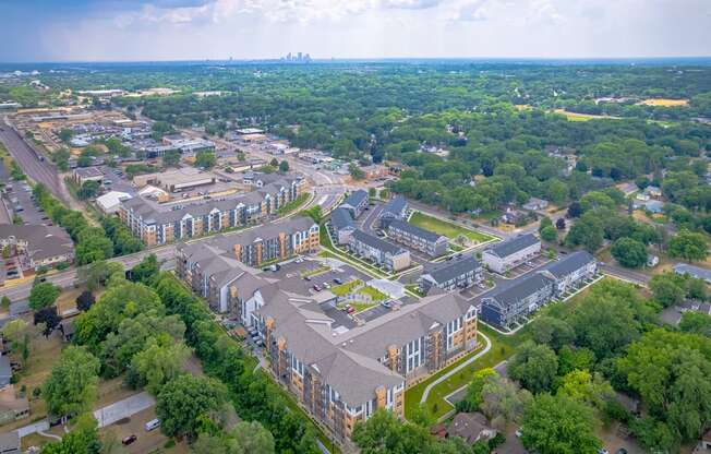 Aerial community View at Oaks Landing 55+ Apartments, New Brighton Minnesota