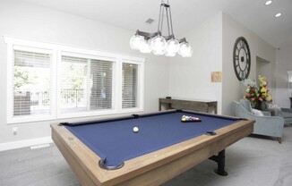 Clubhouse waiting room with billiards table