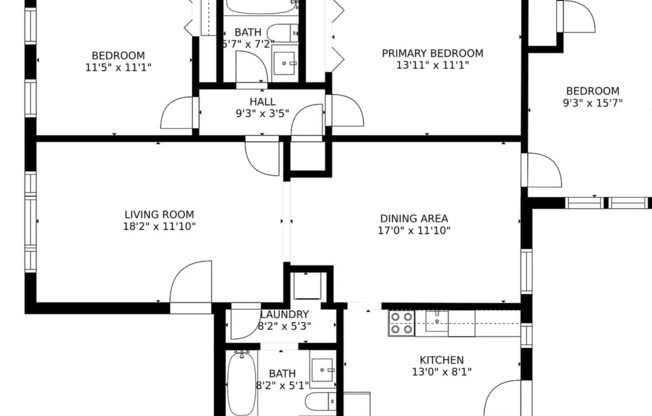 3 beds, 2 baths, 1,400 sqft, $2,395, Unit Apt 3